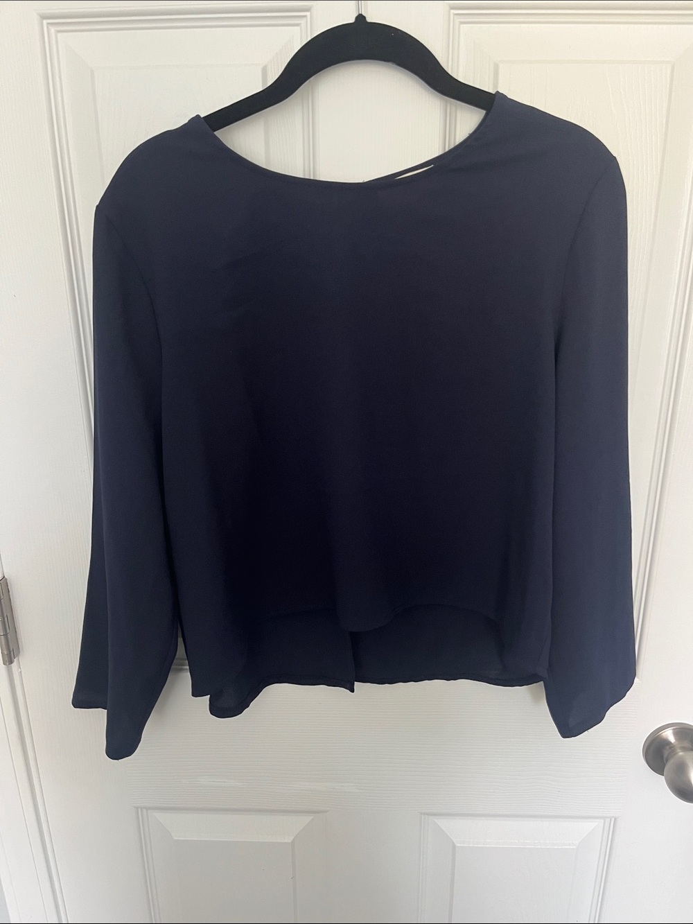 Alythea Navy Long-Sleeve Lightweight Blouse